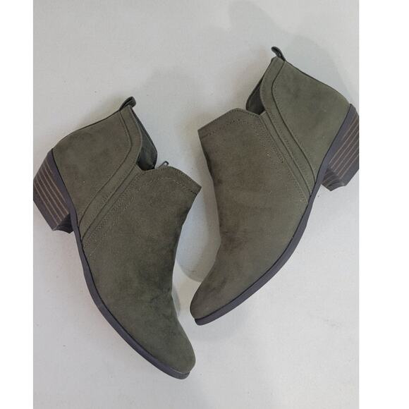 Madeleine Booties Womens Size 8 Olive Green Suede Bootie Zip Up Casual Boho Shoe - Picture 1 of 10